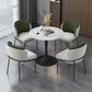 Contemporary Stone Dining Set 1/4/5 Pieces Round Dining Table Set with Padded Chairs 5 Pieces: Table, 4 Green Chairs Clearhalo 'Dining Room Sets' 'Dining Tables & Seating' 'dining_room_set' 'furn' 'furn_dining_room_set' 'Furniture' 'Kitchen & Dining Furniture' 6239858