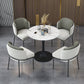 Contemporary Stone Dining Set 1/4/5 Pieces Round Dining Table Set with Padded Chairs 5 Pieces: Table, 4 Grey Chairs Clearhalo 'Dining Room Sets' 'Dining Tables & Seating' 'dining_room_set' 'furn' 'furn_dining_room_set' 'Furniture' 'Kitchen & Dining Furniture' 6239859