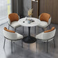 Contemporary Stone Dining Set 1/4/5 Pieces Round Dining Table Set with Padded Chairs 5 Pieces: Table, 4 Orange Chairs Clearhalo 'Dining Room Sets' 'Dining Tables & Seating' 'dining_room_set' 'furn' 'furn_dining_room_set' 'Furniture' 'Kitchen & Dining Furniture' 6239860