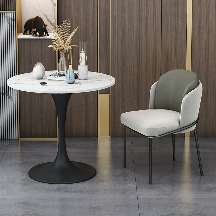 Zeitgenössischer Stein Essset 1/4/5 Stück Runde Esstisch Set mit gepolsterten Stühlen