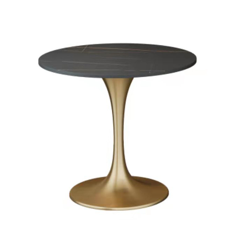 Zeitgenössischer Stein Essset 1/4/5 Stück Runde Esstisch Set mit gepolsterten Stühlen