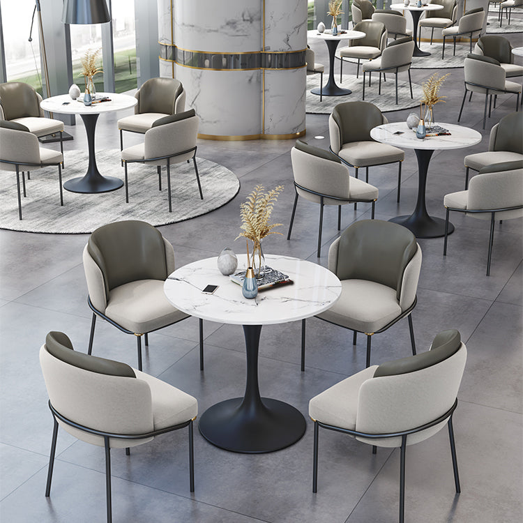 Contemporary Stone Dining Set 1/4/5 Pieces Round Dining Table Set with Padded Chairs Clearhalo 'Dining Room Sets' 'Dining Tables & Seating' 'dining_room_set' 'furn' 'furn_dining_room_set' 'Furniture' 'Kitchen & Dining Furniture' 6239865
