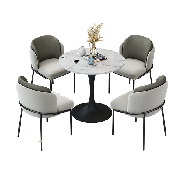 Contemporary Stone Dining Set 1/4/5 Pieces Round Dining Table Set with Padded Chairs Clearhalo 'Dining Room Sets' 'Dining Tables & Seating' 'dining_room_set' 'furn' 'furn_dining_room_set' 'Furniture' 'Kitchen & Dining Furniture' 6239871