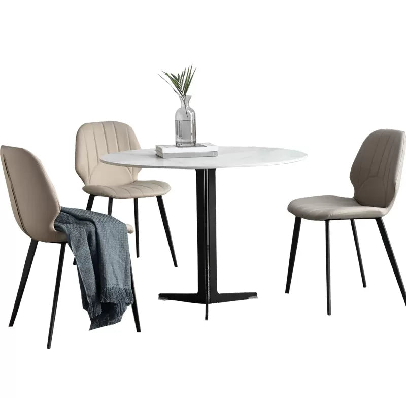 White Stone Dining Set for Home 1/4/5 Pieces Modern Round Table Set Clearhalo 'Dining Room Sets' 'Dining Tables & Seating' 'dining_room_set' 'furn' 'furn_dining_room_set' 'Furniture' 'Kitchen & Dining Furniture' 6239880