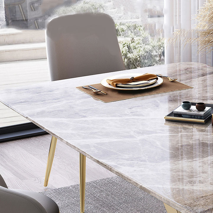 Modern Dining Table Set 1/5/7 Pcs Sintered Stone Dining Table with Armless Chairs Clearhalo 'Dining Room Sets' 'Dining Tables & Seating' 'dining_room_set' 'furn' 'furn_dining_room_set' 'Furniture' 'Kitchen & Dining Furniture' 6239941