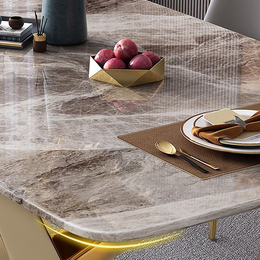 モダンなダイニングテーブルセット1/5/7 PCS腕のない椅子付きの焼結石ダイニングテーブル