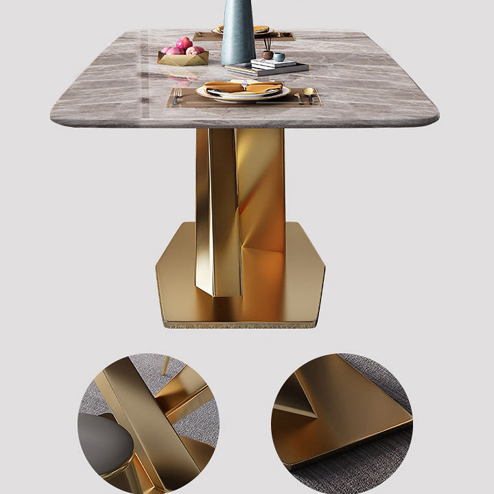 Modern Dining Table Set 1/5/7 Pcs Sintered Stone Dining Table with Armless Chairs Clearhalo 'Dining Room Sets' 'Dining Tables & Seating' 'dining_room_set' 'furn' 'furn_dining_room_set' 'Furniture' 'Kitchen & Dining Furniture' 6239945