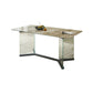 Modern Dining Set 1/7 Pcs Glass Base Dining Table with Solid Wood Arm Chairs