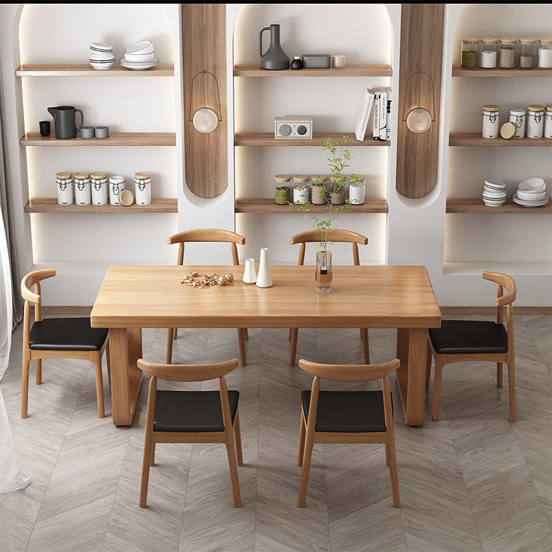 Natural Finish Massivholz Essset 1/7 Stücke Modernes Esseet Set mit Holzstühlen