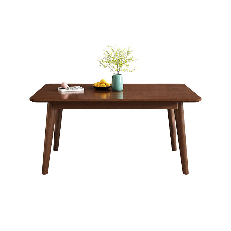 Traditional Dining Table Set 1/2/5/7 Pcs Solid Wood Dining Table and Cow Horn Chairs Walnut 63"L x 31"W Clearhalo 'Dining Room Sets' 'Dining Tables & Seating' 'dining_room_set' 'furn' 'furn_dining_room_set' 'Furniture' 'Kitchen & Dining Furniture' 6240021