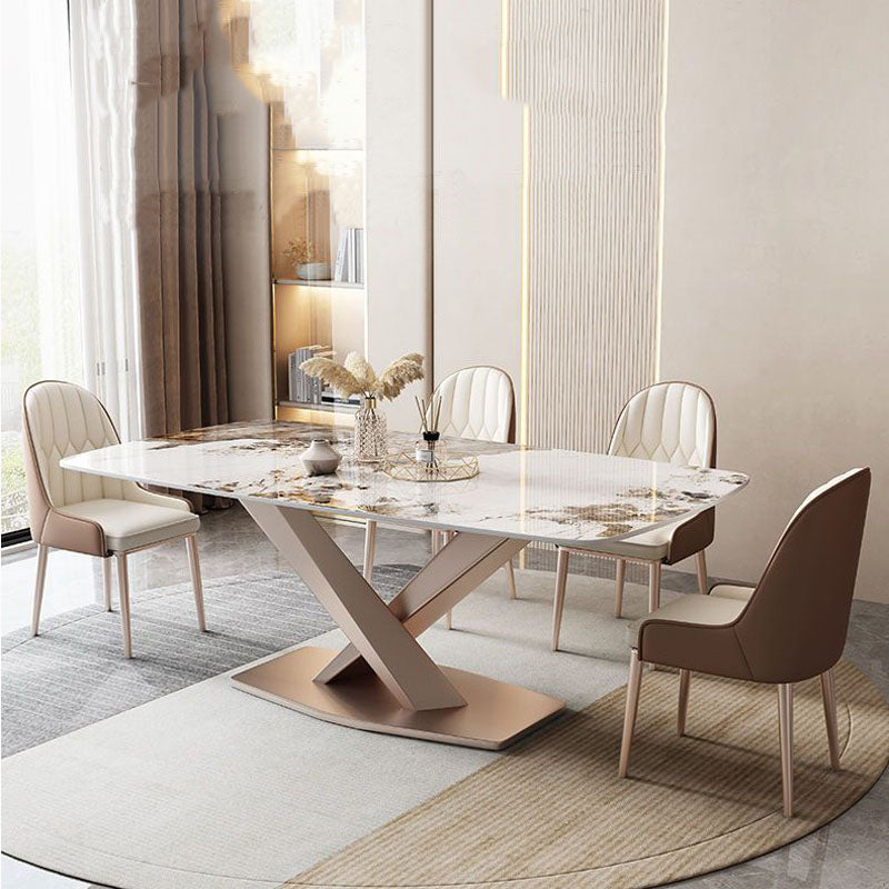Modern Dining Set 1/5/7 Pcs Sintered Stone Top Table with Dining Upholstered Chairs Dining Room Sets 4 Piece Set Clearhalo 'Dining Room Sets' 'Dining Tables & Seating' 'dining_room_set' 'furn' 'furn_dining_room_set' 'Furniture' 'Kitchen & Dining Furniture' 6240052