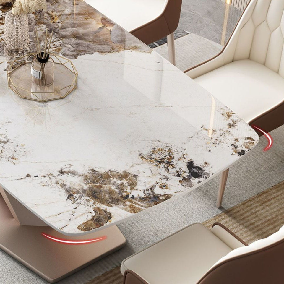 Modern Dining Set 1/5/7 Pcs Sintered Stone Top Table with Dining Upholstered Chairs Clearhalo 'Dining Room Sets' 'Dining Tables & Seating' 'dining_room_set' 'furn' 'furn_dining_room_set' 'Furniture' 'Kitchen & Dining Furniture' 6240055