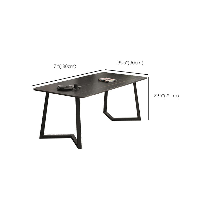 Eigentijdse zwarte eettafelset 1/2/7-delige metalen eetset met gevoerde stoelen