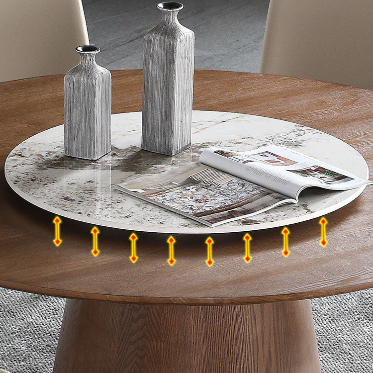 Table à manger ronde Ensemble 1/4/5/7 PCS Table à manger en bois massif et chaises arrière solides