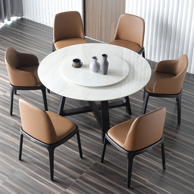Ensemble de Table à manger en marbre, 1/4/5 pièces, Table à manger ronde et chaises à cadre en bois massif