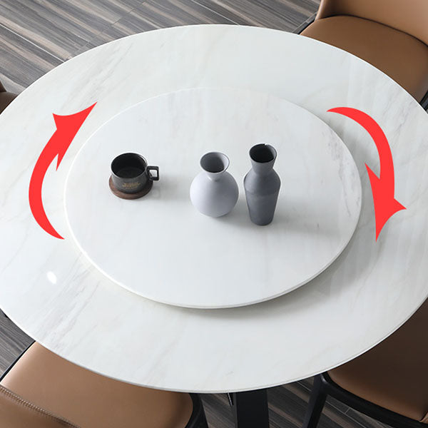 Ensemble de Table à manger en marbre, 1/4/5 pièces, Table à manger ronde et chaises à cadre en bois massif