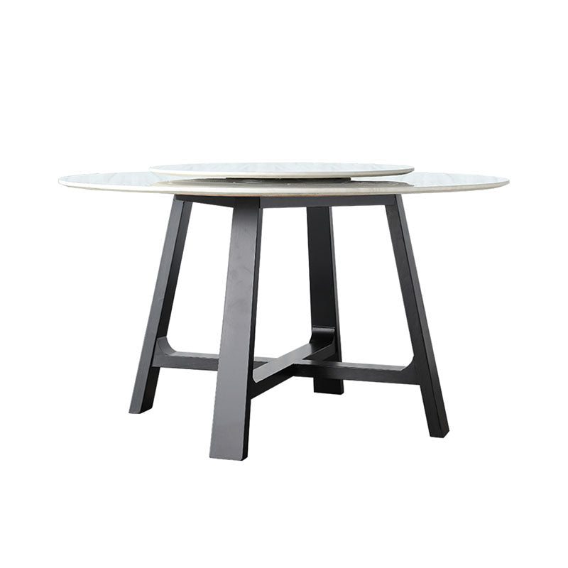 Ensemble de Table à manger en marbre, 1/4/5 pièces, Table à manger ronde et chaises à cadre en bois massif