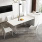 Glam Dinette Set with Solid Back Chairs 1/2/4/6/7/8 Pieces Glossy White Dining Table Set 6 Pieces: Table, 5 Chairs Clearhalo 'Dining Room Sets' 'Dining Tables & Seating' 'dining_room_set' 'furn' 'furn_dining_room_set' 'Furniture' 'Kitchen & Dining Furniture' 6240186