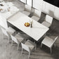 Glam Dinette Set with Solid Back Chairs 1/2/4/6/7/8 Pieces Glossy White Dining Table Set 8 Pieces: Table, 7 Chairs Clearhalo 'Dining Room Sets' 'Dining Tables & Seating' 'dining_room_set' 'furn' 'furn_dining_room_set' 'Furniture' 'Kitchen & Dining Furniture' 6240189
