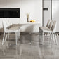 Glam Dinette Set with Solid Back Chairs 1/2/4/6/7/8 Pieces Glossy White Dining Table Set 7 Pieces: Table, 6 Chairs Clearhalo 'Dining Room Sets' 'Dining Tables & Seating' 'dining_room_set' 'furn' 'furn_dining_room_set' 'Furniture' 'Kitchen & Dining Furniture' 6240191