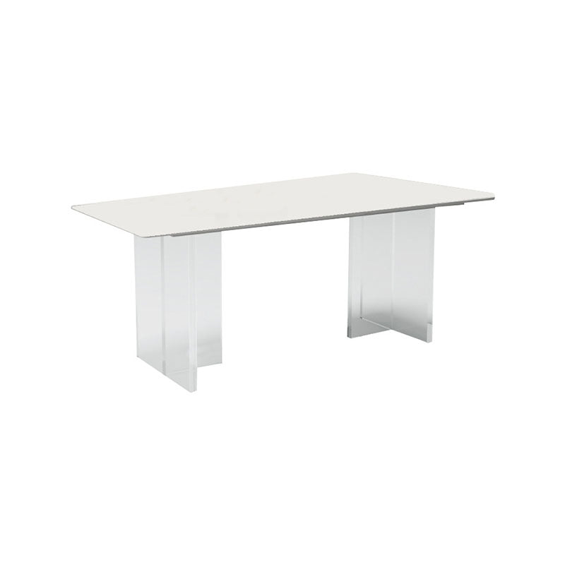 Glam Dinette Set with Solid Back Chairs 1/2/4/6/7/8 Pieces Glossy White Dining Table Set White 63"L x 31.5"W Clearhalo 'Dining Room Sets' 'Dining Tables & Seating' 'dining_room_set' 'furn' 'furn_dining_room_set' 'Furniture' 'Kitchen & Dining Furniture' 6240192