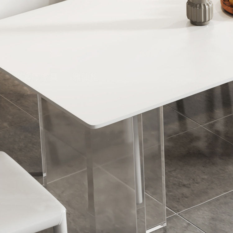 Glam Dinette Set with Solid Back Chairs 1/2/4/6/7/8 Pieces Glossy White Dining Table Set Clearhalo 'Dining Room Sets' 'Dining Tables & Seating' 'dining_room_set' 'furn' 'furn_dining_room_set' 'Furniture' 'Kitchen & Dining Furniture' 6240195