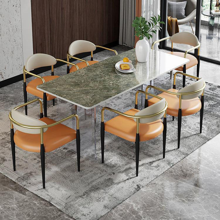 Modernes 1/4/5/7-teiliges Esszimmer-Set, rechteckiger Stein-Esstisch für das Esszimmer