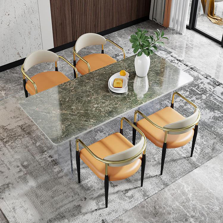 Modernes 1/4/5/7-teiliges Esszimmer-Set, rechteckiger Stein-Esstisch für das Esszimmer