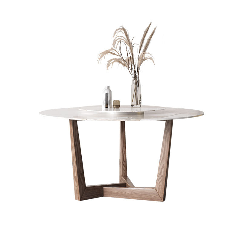 Round Dining Table Set 1/4/5/7 Pcs Solid Wood Frame Dining Table and Chairs White-Gold 59"L x 59"W Clearhalo 'Dining Room Sets' 'Dining Tables & Seating' 'dining_room_set' 'furn' 'furn_dining_room_set' 'Furniture' 'Kitchen & Dining Furniture' 6240296