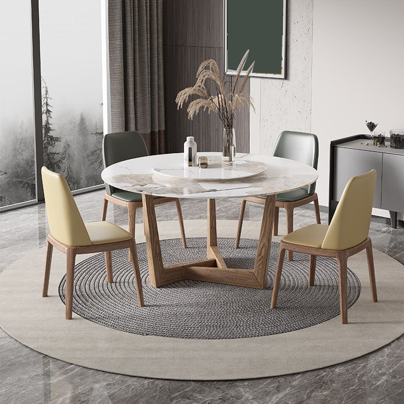 Round Dining Table Set 1/4/5/7 Pcs Solid Wood Frame Dining Table and Chairs 5 Pieces: Table, 4 Chairs Clearhalo 'Dining Room Sets' 'Dining Tables & Seating' 'dining_room_set' 'furn' 'furn_dining_room_set' 'Furniture' 'Kitchen & Dining Furniture' 6240298