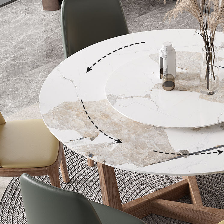 Round Dining Table Set 1/4/5/7 Pcs Solid Wood Frame Dining Table and Chairs Clearhalo 'Dining Room Sets' 'Dining Tables & Seating' 'dining_room_set' 'furn' 'furn_dining_room_set' 'Furniture' 'Kitchen & Dining Furniture' 6240301