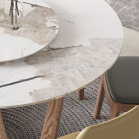 丸いダイニングテーブルセット1/4/5/7 PCSソリッドウッドフレームダイニングテーブルと椅子