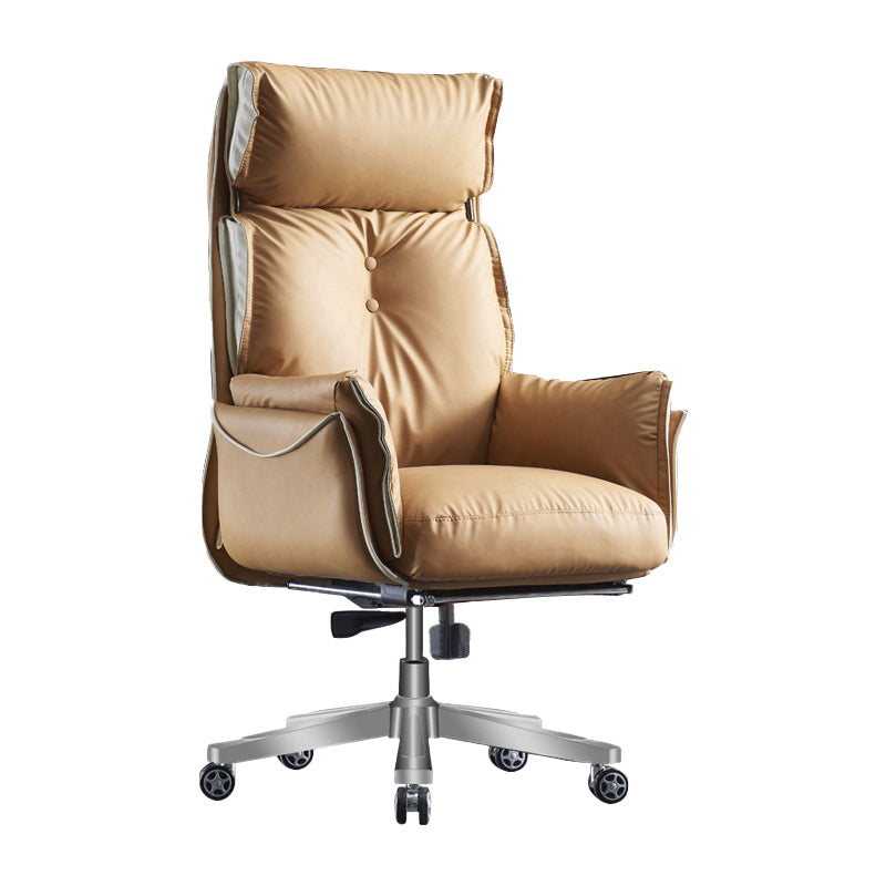 29" Wide Contemporary Managers Chair Orange Leather Executive Chair Faux Leather 1 Piece Without Footrest Clearhalo 'furn' 'furn_office_chair' 'Furniture' 'Office Chairs' 'Office Furniture' 'office_chair' 6240308