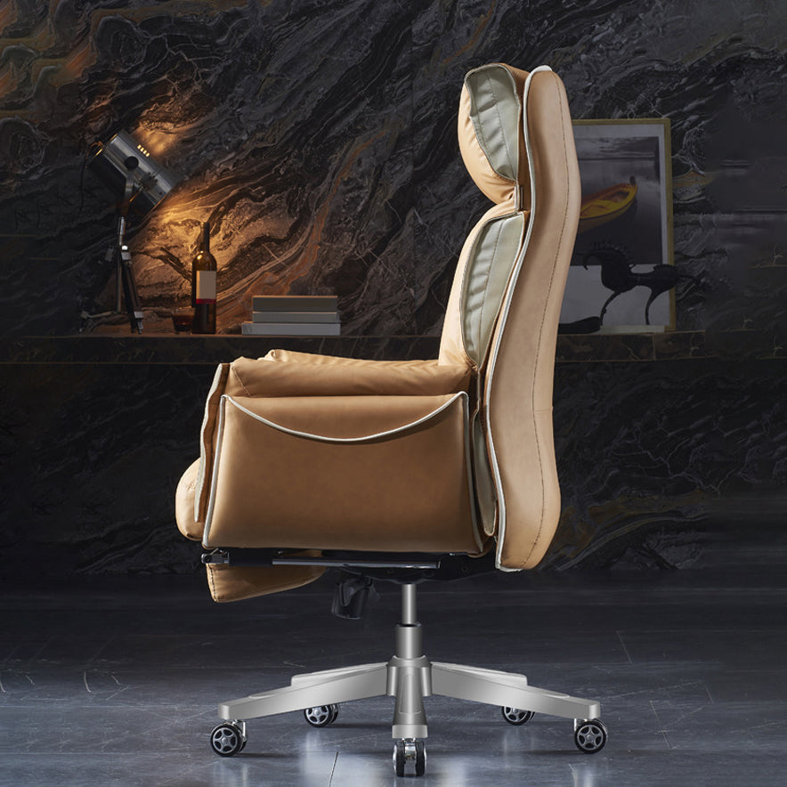 29" Wide Contemporary Managers Chair Orange Leather Executive Chair Clearhalo 'furn' 'furn_office_chair' 'Furniture' 'Office Chairs' 'Office Furniture' 'office_chair' 6240310