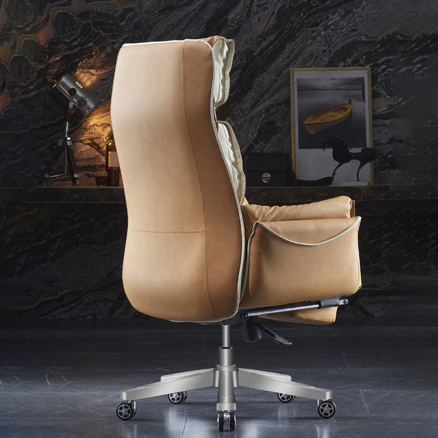 29" Wide Contemporary Managers Chair Orange Leather Executive Chair Clearhalo 'furn' 'furn_office_chair' 'Furniture' 'Office Chairs' 'Office Furniture' 'office_chair' 6240312