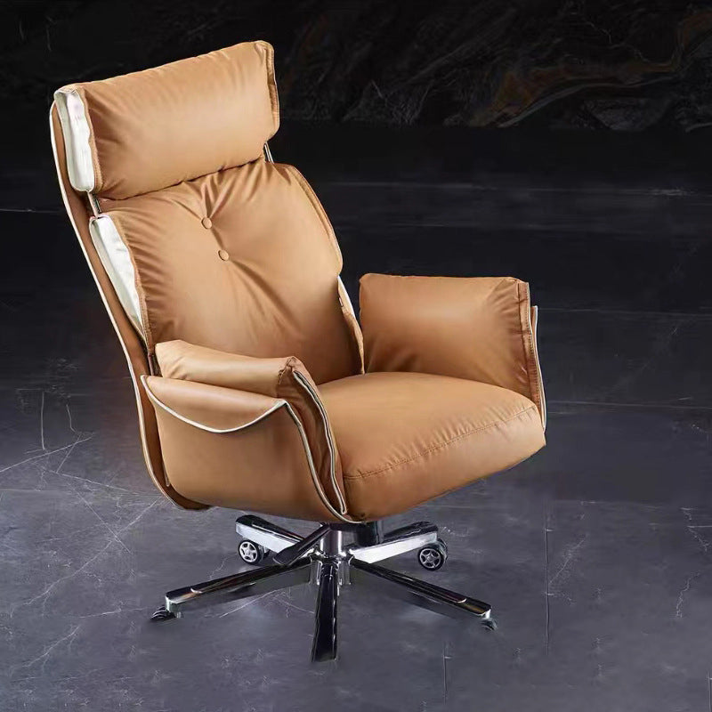 29" Wide Contemporary Managers Chair Orange Leather Executive Chair Clearhalo 'furn' 'furn_office_chair' 'Furniture' 'Office Chairs' 'Office Furniture' 'office_chair' 6240313