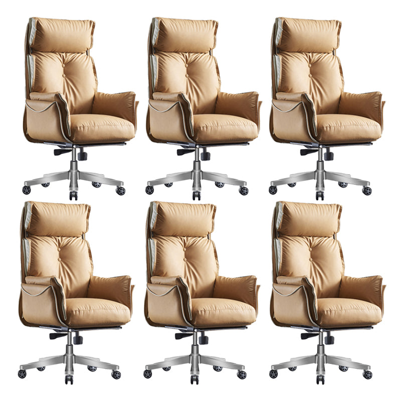 29" Wide Contemporary Managers Chair Orange Leather Executive Chair Faux Leather 6 Piece Set Without Footrest Clearhalo 'furn' 'furn_office_chair' 'Furniture' 'Office Chairs' 'Office Furniture' 'office_chair' 6240314