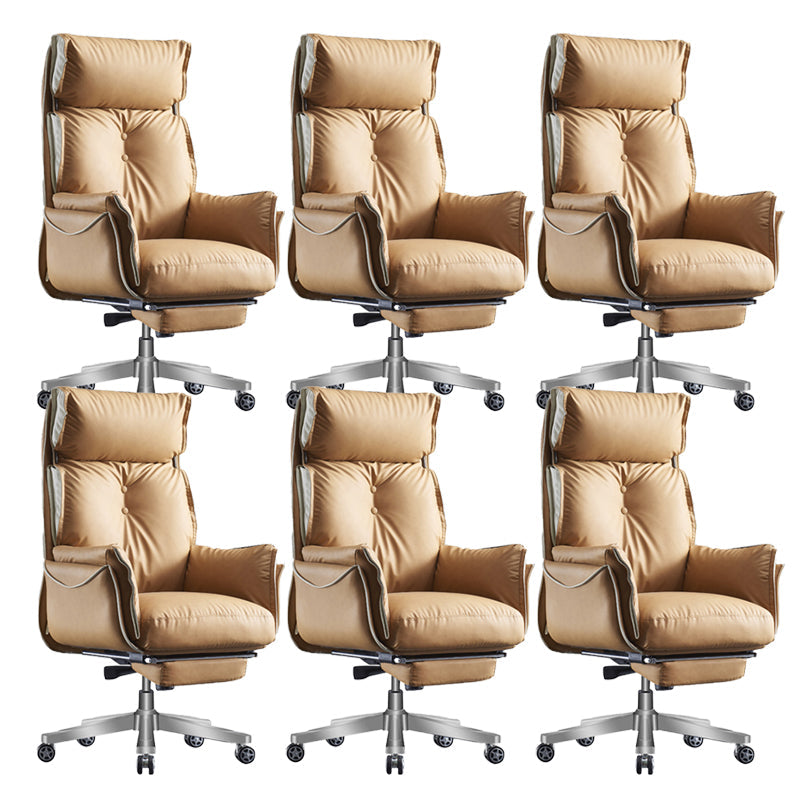 29" Wide Contemporary Managers Chair Orange Leather Executive Chair Faux Leather 6 Piece Set With Footrest Clearhalo 'furn' 'furn_office_chair' 'Furniture' 'Office Chairs' 'Office Furniture' 'office_chair' 6240335