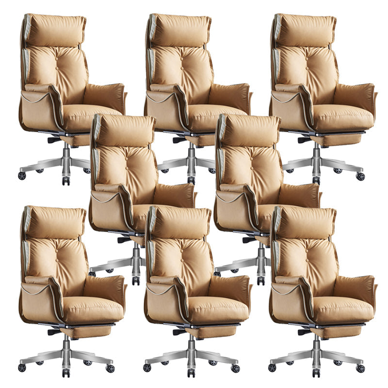 29" Wide Contemporary Managers Chair Orange Leather Executive Chair Faux Leather 8 Piece Set With Footrest Clearhalo 'furn' 'furn_office_chair' 'Furniture' 'Office Chairs' 'Office Furniture' 'office_chair' 6240336