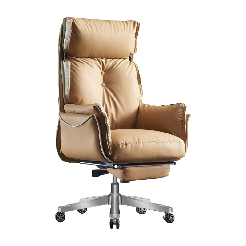 29" Wide Contemporary Managers Chair Orange Leather Executive Chair Genuine Leather 1 Piece With Footrest Clearhalo 'furn' 'furn_office_chair' 'Furniture' 'Office Chairs' 'Office Furniture' 'office_chair' 6240337