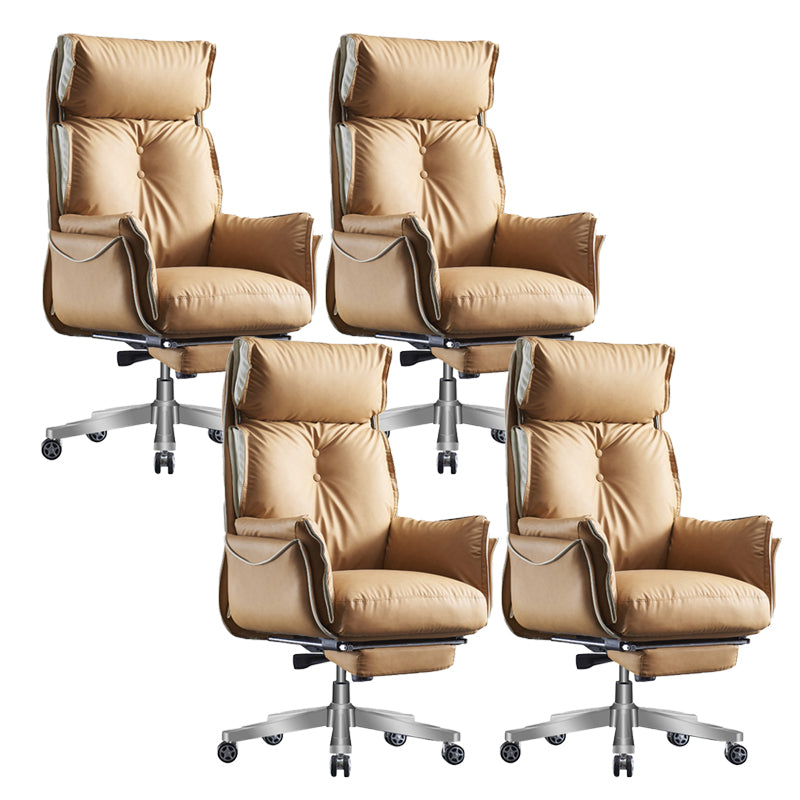 29" Wide Contemporary Managers Chair Orange Leather Executive Chair Microfiber Leather 4 Piece Set With Footrest Clearhalo 'furn' 'furn_office_chair' 'Furniture' 'Office Chairs' 'Office Furniture' 'office_chair' 6240344