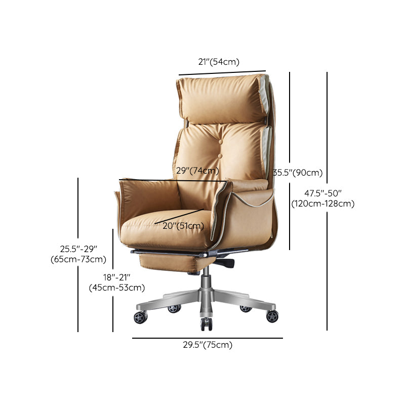 29" Wide Contemporary Managers Chair Orange Leather Executive Chair Clearhalo 'furn' 'furn_office_chair' 'Furniture' 'Office Chairs' 'Office Furniture' 'office_chair' 6240347