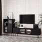 Console TV contemporaine en bois avec rangement fermé, support multimédia TV pour salon