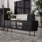 Console TV contemporaine en bois avec rangement fermé, support multimédia TV pour salon