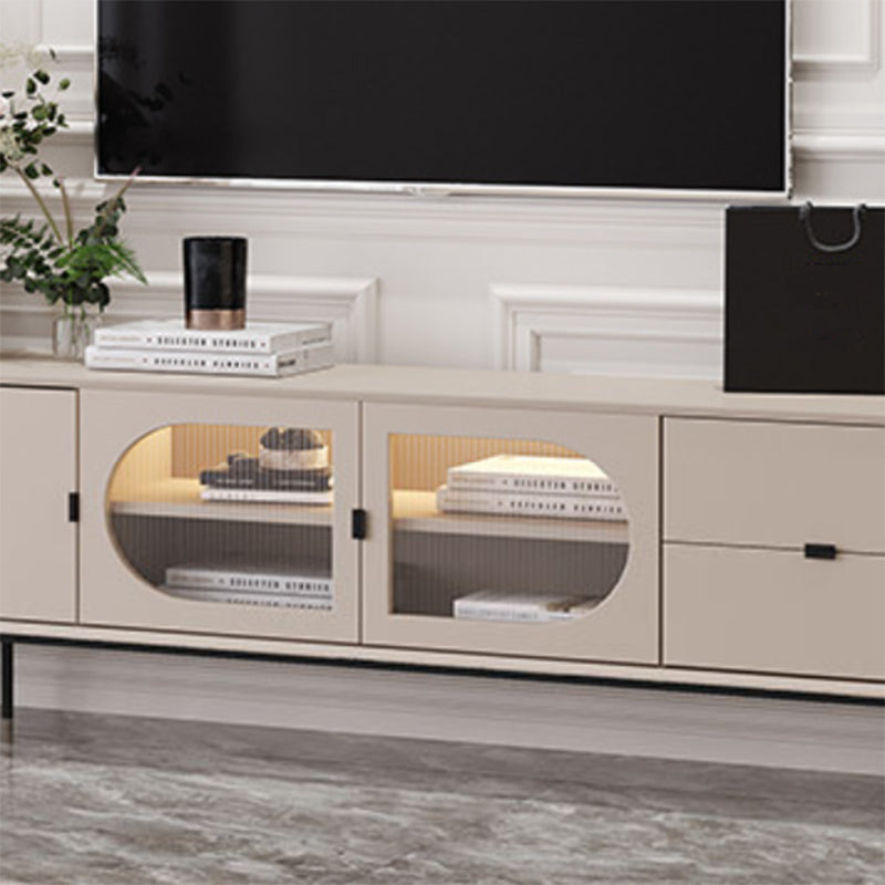 Console TV contemporaine en bois avec rangement fermé, support multimédia TV pour salon
