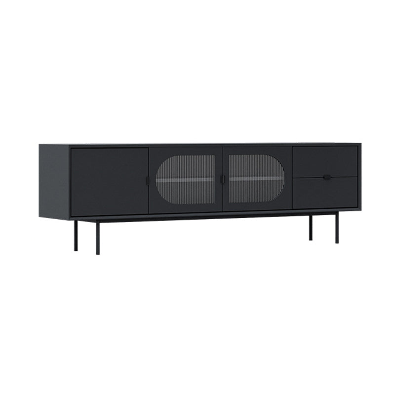 Console TV contemporaine en bois avec rangement fermé, support multimédia TV pour salon