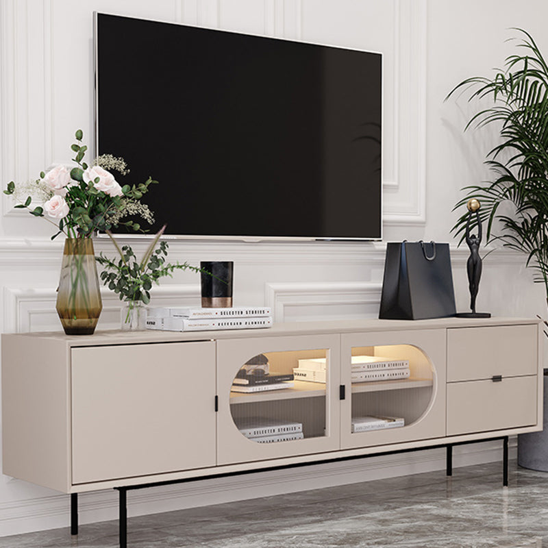 Console TV contemporaine en bois avec rangement fermé, support multimédia TV pour salon