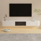 Contemporary TV Console Faux Wood TV Media Stand with Drawers Glass Clearhalo 'furn' 'furn_tv_stands_entertainment_centers' 'Furniture' 'Living Room Furniture' 'TV Stands & Entertainment Centers' 'TV Stands & Media Storage Furniture' 'tv_stands_entertainment_centers' 6240407