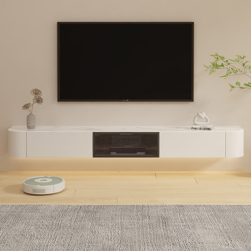 Contemporary TV Console Faux Wood TV Media Stand with Drawers Glass Clearhalo 'furn' 'furn_tv_stands_entertainment_centers' 'Furniture' 'Living Room Furniture' 'TV Stands & Entertainment Centers' 'TV Stands & Media Storage Furniture' 'tv_stands_entertainment_centers' 6240407