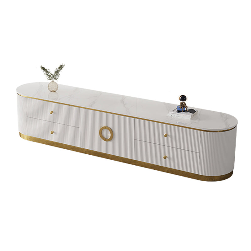 Glam Stone TV Console Enclosed Storage TV Media Stand for Living Room White Clearhalo 'furn' 'furn_tv_stands_entertainment_centers' 'Furniture' 'Living Room Furniture' 'TV Stands & Entertainment Centers' 'TV Stands & Media Storage Furniture' 'tv_stands_entertainment_centers' 6240419